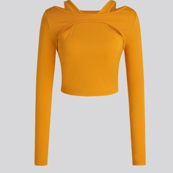 Bershka Fitted Long Sleeve Shirt Yellow - Picture 6 of 8